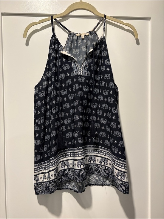 bleuh ciel Tops - bleuh ciel Navy and White Elephant Print Camisole